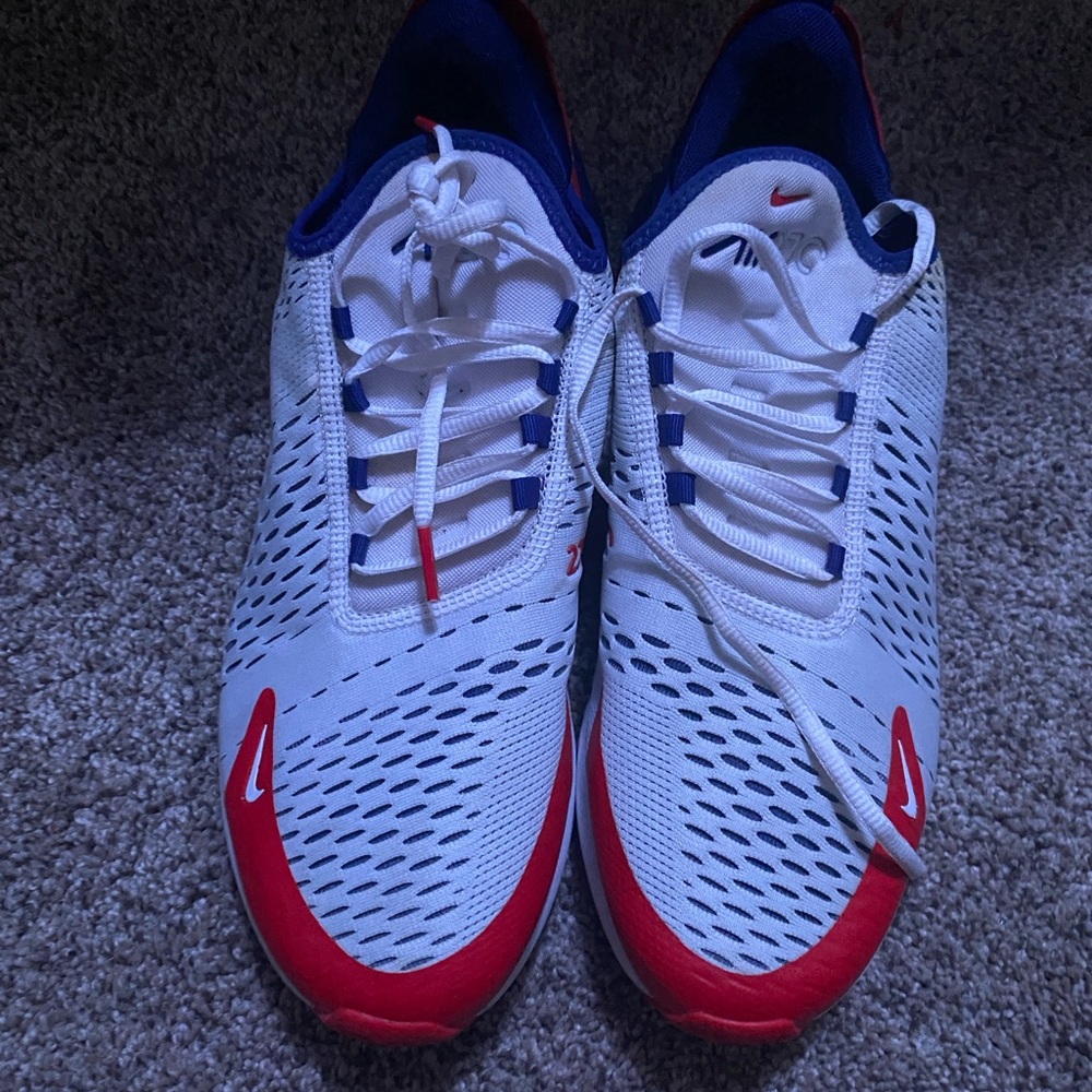Nike White and Red Athletic Shoes with Breathable Mesh